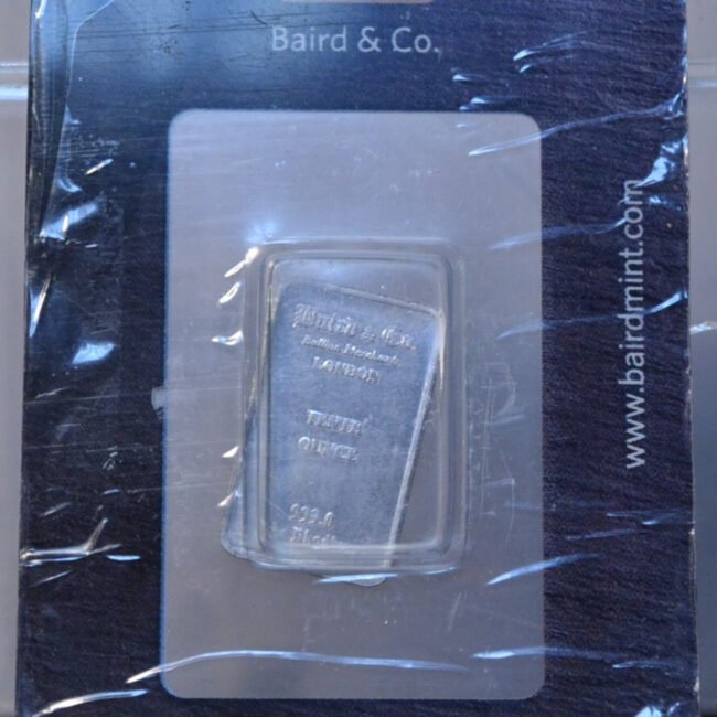 RHODIUM 1/10 TH OZ. BAIRD MINT RHODIUM SEALED IN ASSAY CARD .999 FINE BAR