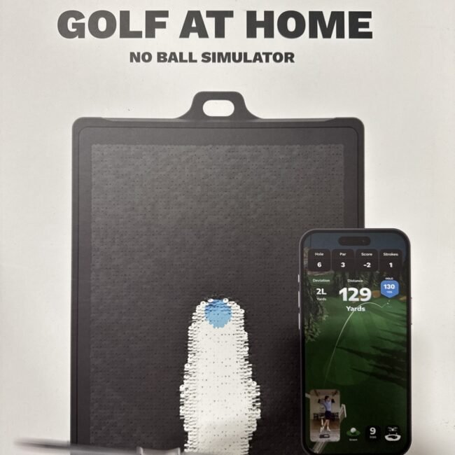 Golf Daddy Golf At Home No Ball Simulator Practice Mat Phone Stand Set