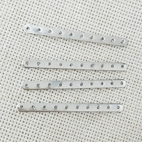 20 pcs Accessories Jewelry End Bar Making Lariat 45 mm 10 hole, Rhodium