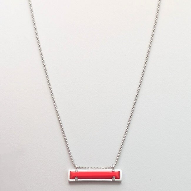 Kendra Scott RP Adj. Leanor Bar Pendant Necklace in Red Cats Eye Glass