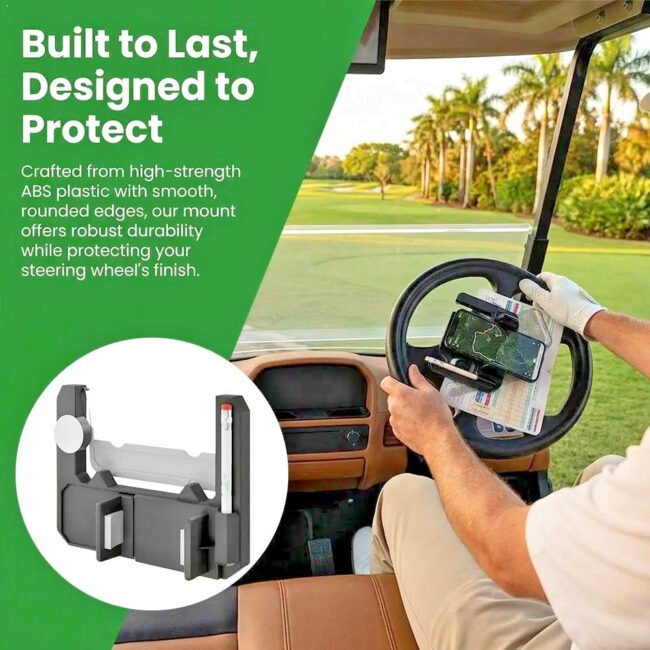 Flip Up Golf Cart Steering Wheel Cell Phone Holder Mount Fits iPhone Samsung