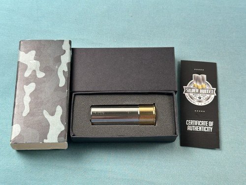 5 oz Gold & Rhodium Enhanced 12 Gauge Shotgum Solid .999 Silver Bullet