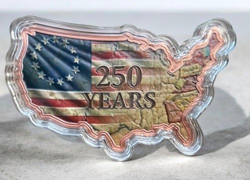 🇺🇸 2026 10oz .999 Colorized Copper USA Flag Shaped 250 Year  "We the People"