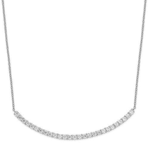 925 Sterling Silver Rhodium-plated Brilliant-cut CZ Curved Bar Chain Necklace