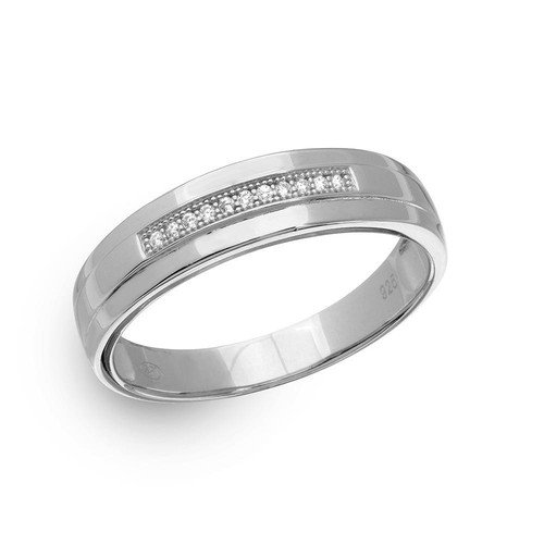 925 Sterling Silver Rhodium Plated Moissanite Men's Single Bar Ring