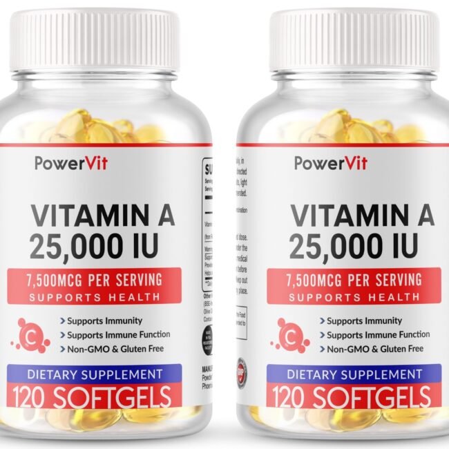 Vitamin A 25,000 IU 240 Softgels 7,500MCG Supports Immunity, Immune function