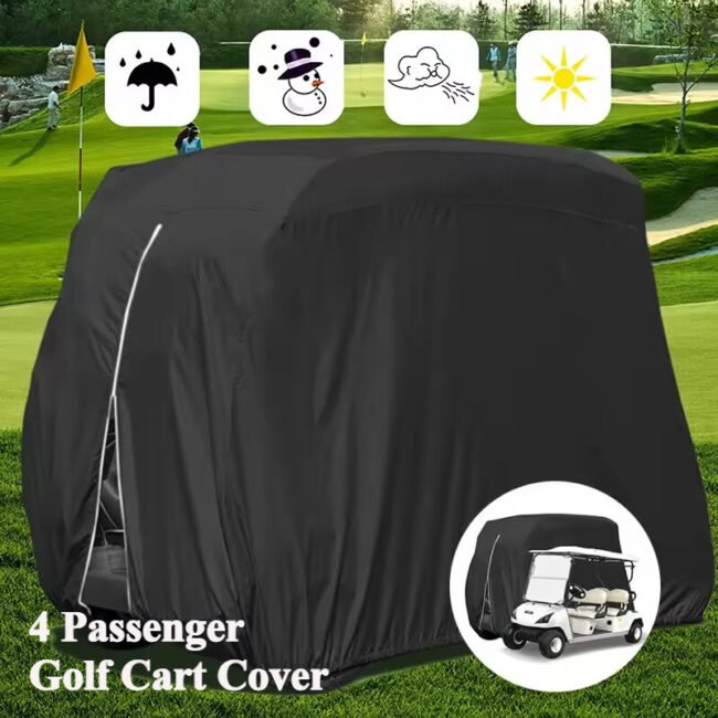 Waterproof Golf Cart Cover Zipper 4 Passenger EZ GO Club Car Yamaha Elastic Hem