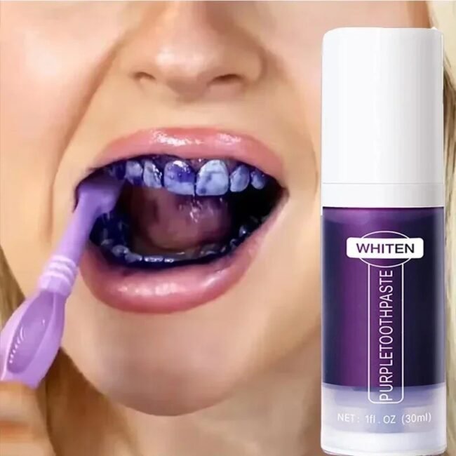 V34 Purple Teeth Whitening Toothpaste Stain Removal Fresh Breath USA Seller