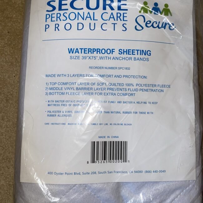 Waterproof Secure Personal Care Products Sheets Size 39"X75" W/Anchor Bands New.