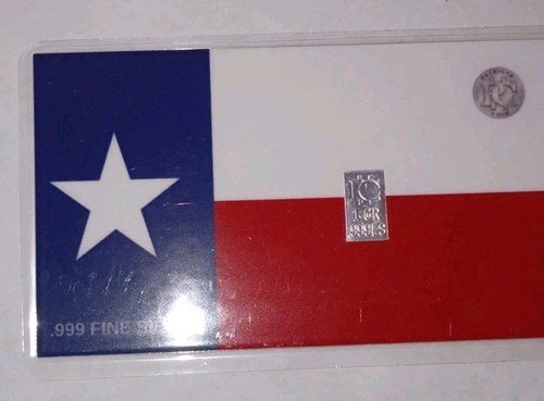 🌵 Texas Card 1 Grain .9999 Pure Silver Bar Precious Metals. Nice State Card