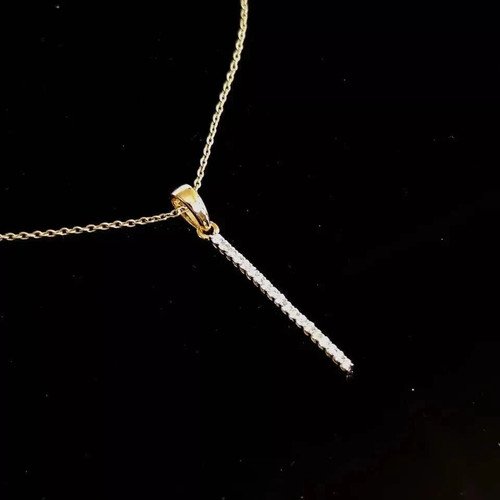 Women's 1.30Ct Round Lab Created Diamond Bar Style Pedant 14k Yellow Gold plated