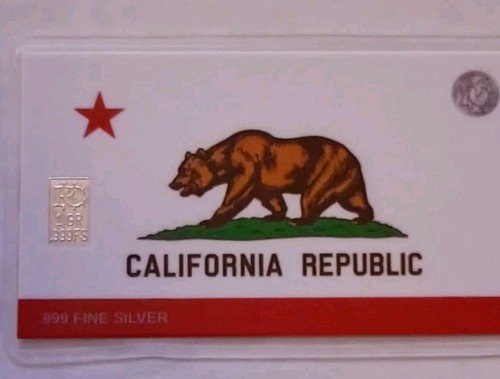 🗽 California Card 1 Grain .999 Pure Silver Bar Precious Metals. Nice State Card