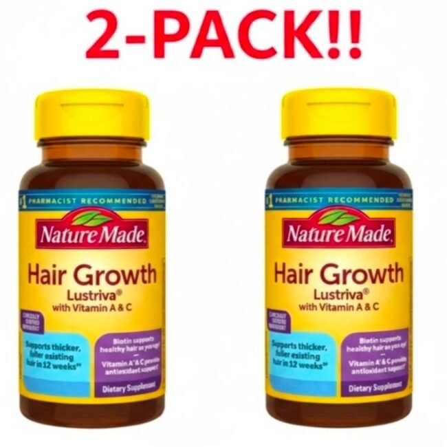 2 PACK (60 Count) Nature Made Hair Growth Softgels Lustriva EXP Mar 2028 -Nib