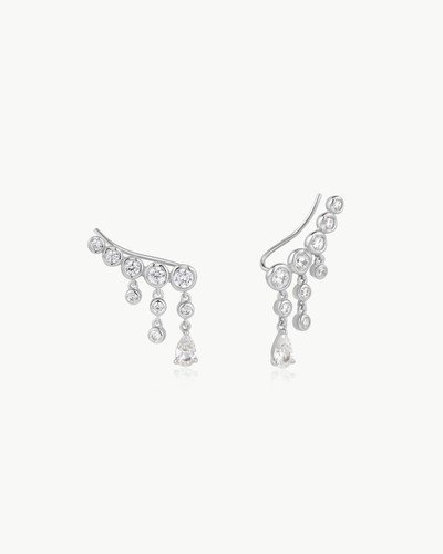 Ania Haie Rhodium-Plated Sterling Silver Molten Cascade Bar Climbers
