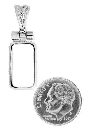 .925 Sterling Silver Bezel for 1g .999 Silver Bar  (Fits 15mm x8mm Bar)