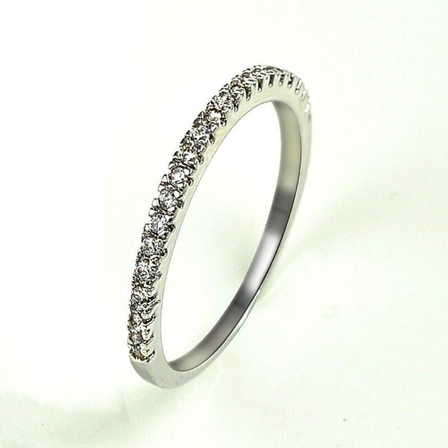 Women's Rhodium Plated Ring Cubic Zirconia Band Silver Plated Ring Jewelry