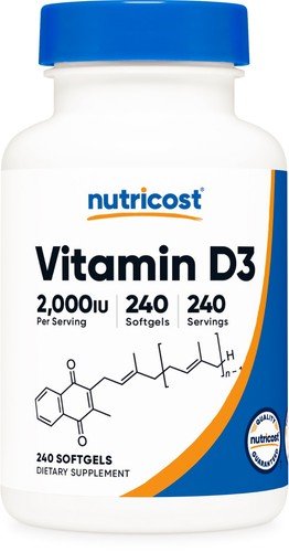 Vitamin D3 5000 IU Softgels, High Potency Structural Support, 240 Ct