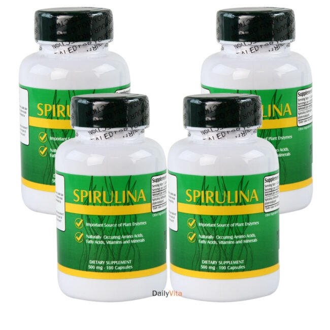 4 x Pure Spirulina 500 mg 100 Caps Green Food Total 400 Capsules