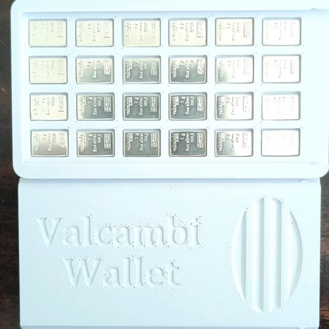 White Loaded Valcambi Swiss Wallet with Total 24 Grams.999 Fine Silver Bars