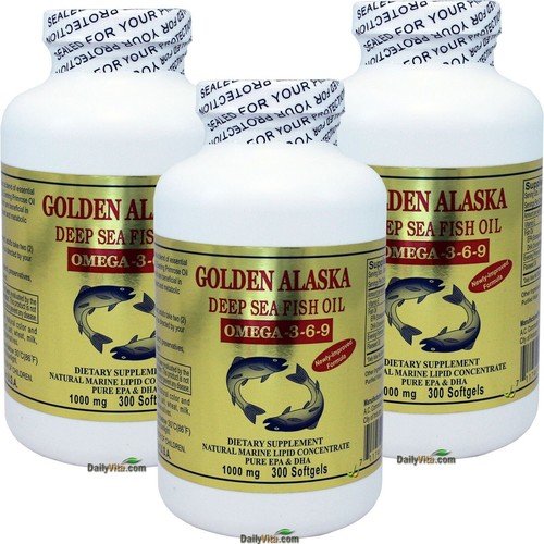 3 x Gold Vitamin Golden Alaska Deep Sea Fish Oil Omega 3-6-9 300 Softgels