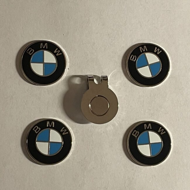 (4) BMW Championship 1" Coin Style Golf Markers W/BONUS HAT CLIP - A Great Deal!