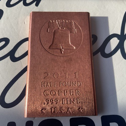 .2011. 999 Half Pound Copper Bar USA  Metals Mint Pure COPPER 8 Oz Bar