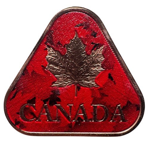 🍁 1 oz .999 Fine Copper Canada Maple Leaf Triangular Bullion Bar Colorized ✨