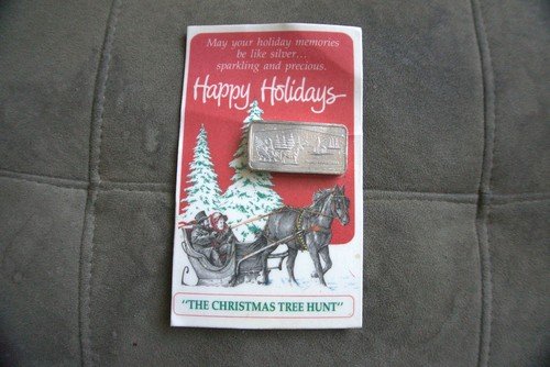 The American Royal Mint Christmas Silver Bar, .999 15 Grains Silver Overlay