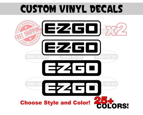 x2 EZGO Golf Cart Decals, EZGO Stickers, Pick Style and Color! Outdoor Vinyl.