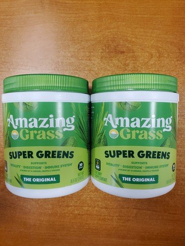 2 Pk: Amazing Grass Super Greens Powder Original 8.5oz ea Exp 12/31/26 1002-R1P7