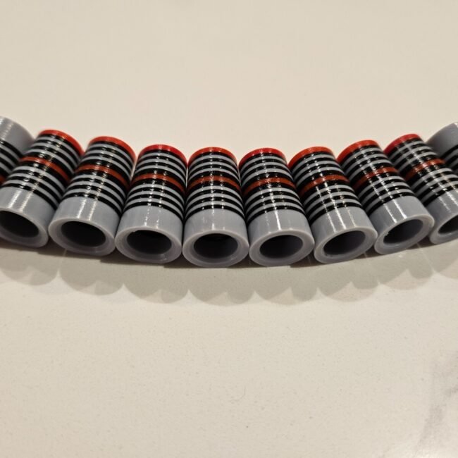 (10) Custom Golf Iron Ferrules Firehouse Gray, Red and Black - Pick Diameter