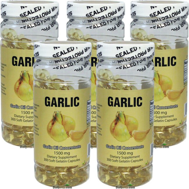 5 x Garlic Oil 3 MG 500:1 Concentrate 1500 mg 300 Capsules