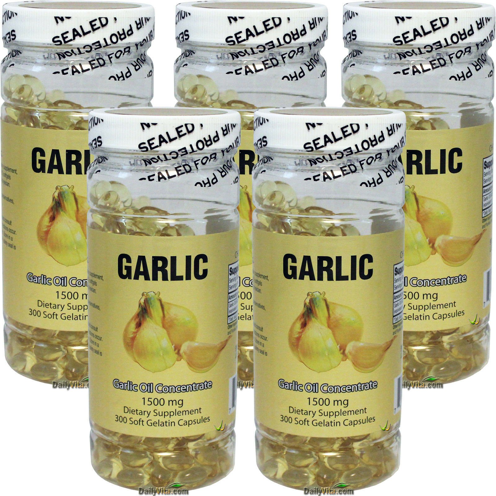 5 x Garlic Oil 3 MG 500:1 Concentrate 1500 mg 300 Capsules