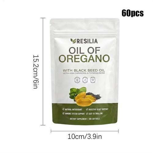 2 Pack Resilia Oil Of Oregano 6000mg With Black Seed Oil Softgels – 60 Capsules