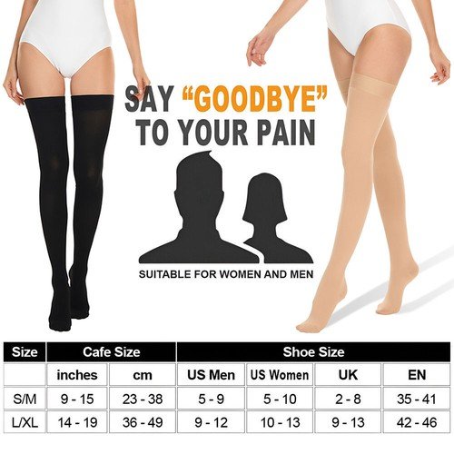 Thigh High Compression Stockings 20-30 mmHg Women Men Support Socks Medical Pain