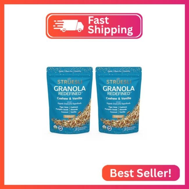 Struesli Cashew & Vanilla Organic Granola, Grain & Gluten Free, Healthy Snacks w