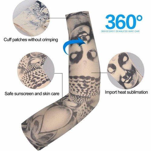 10 Pcs Tattoo Cooling Arm Sleeves Cover Basketball Golf Sport UV Sun Protection
