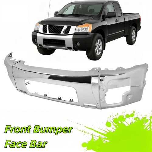 Chrome Front Bumper Face Bar W/Fog Light Holes For Nissan Titan Armada 2004-2015