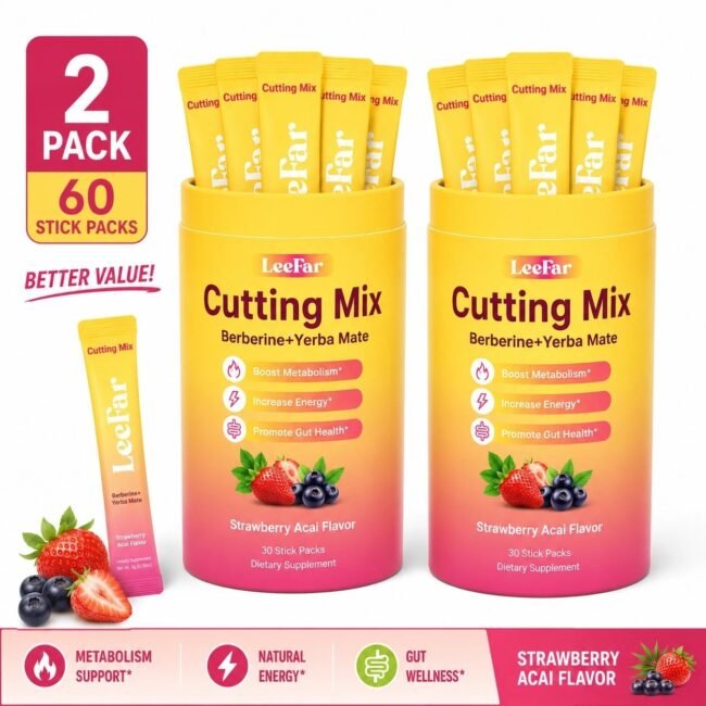 2 Pack LeeFar Cutting Drink Mix,Craving Control & Gut Health, 30 Sticks/Can