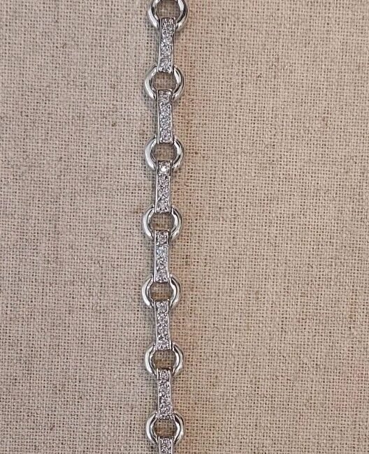7 Inch Rhodium Plated Bar And Circle CZ Tennis Bracelet