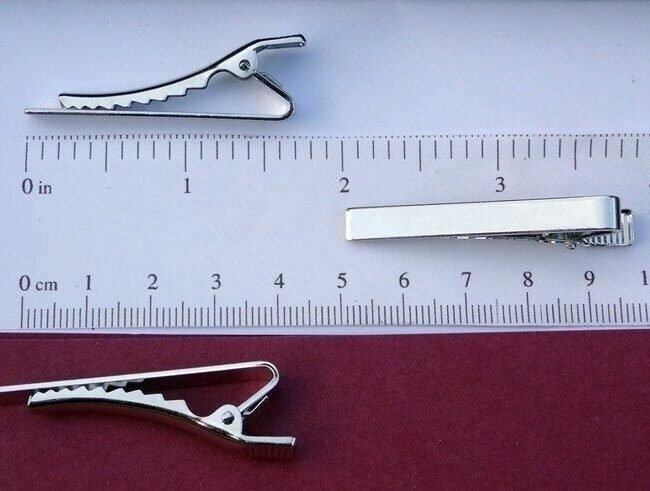12 TIE BAR Findings SILVER Flat Surface 1.7" L x .22" W ~ Strong CLIP 43mmx2.6mm