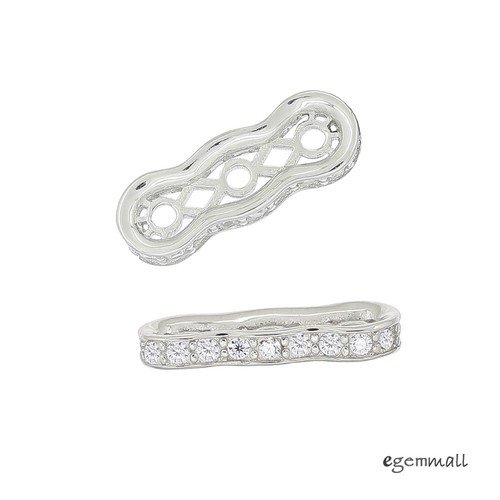1PC Sterling Silver CZ 3 to 5 strand Spacer Bar 18mm #99414