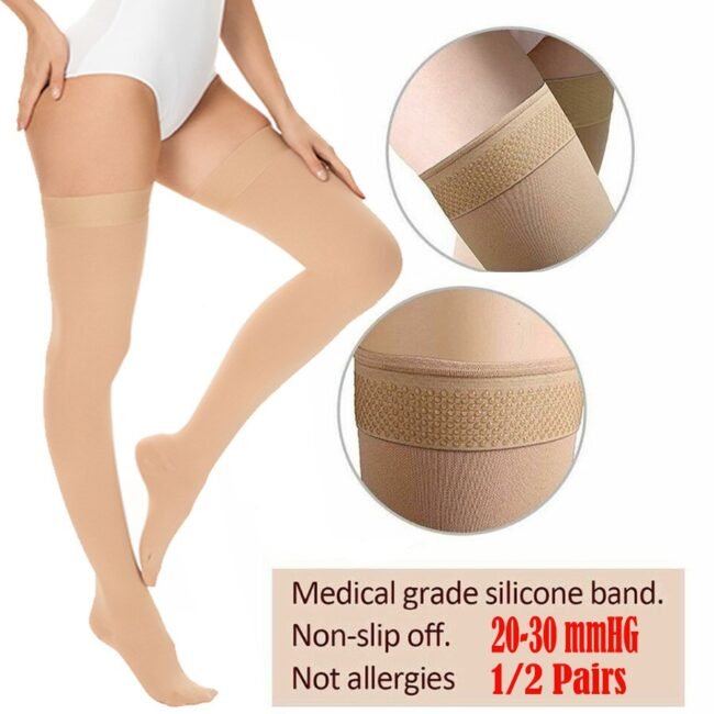 Thigh High Compression Stockings 20-30 mmHg Women Men Support Socks Medical Pain