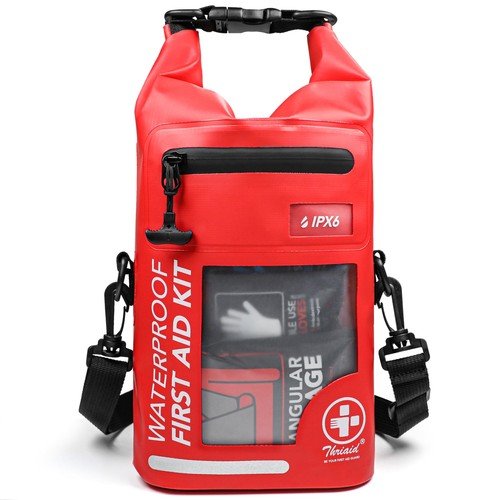 152 PCS Waterproof First Aid Kit, Portable Small Boat Dry Bag Bug Out Bags, E...