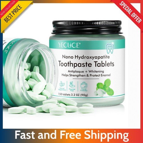 Whitening Toothpaste Tablets 150 Count - Nano Hydroxyapatite Fluoride Free Tabs.