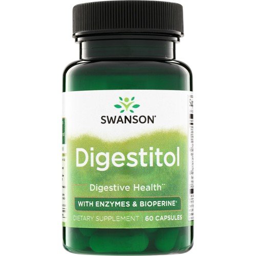 Swanson Digestitol Digestive Health Support w/ Enzymes and BioPerine (60 Caps)