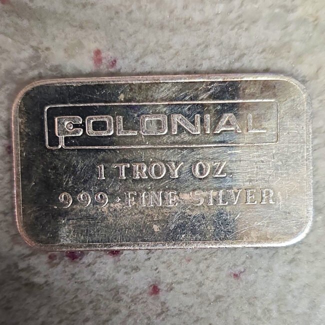 "ULTRA RARE" Colonial 1 Troy Oz .999 Fine Silver Bar