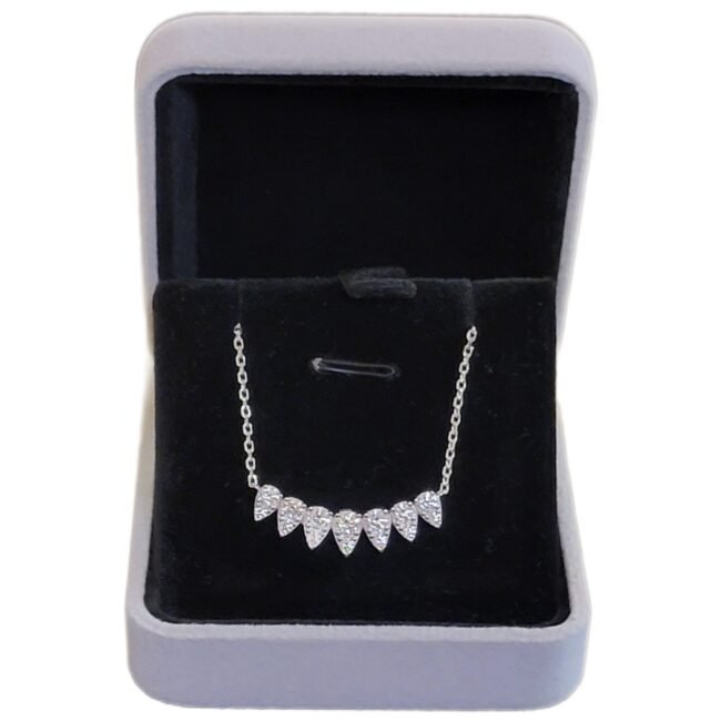 1.15CT Moissanite Curved Bar Necklace S925 Rhodium Adjustable Chain NWT