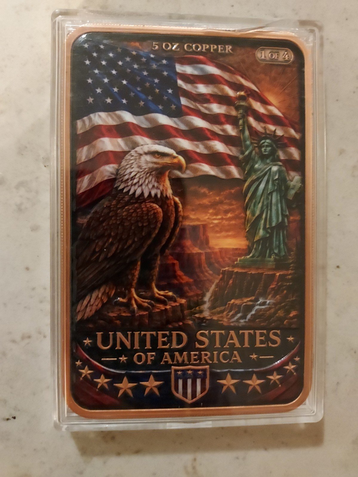 United states of america 5oz copper bar .999