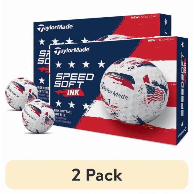 (2 pack) TaylorMade SpeedSoft Ink Golf Balls, 12 pack, USA